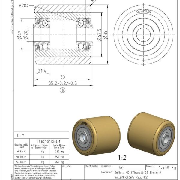 Wicke Load Roller VN 85/ 80  /4K 6204 EL:85 127723