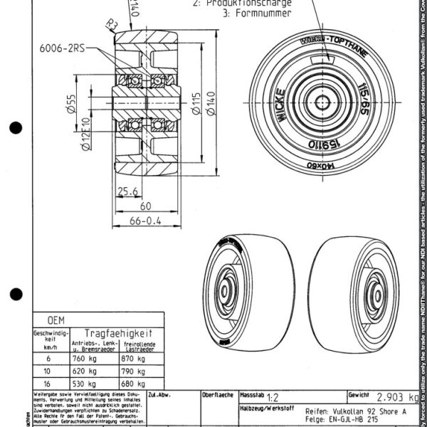 153374 VG 140/ 60-115/6K-S With 6006-2RS Bearings NL:60 EL:66  (Bo: 12)