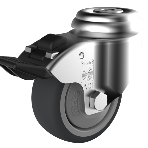 172117 Wicke EP Series Swivel Castor With Bolt Hole and Brake RAR 01/75/30K-FSTF-FA