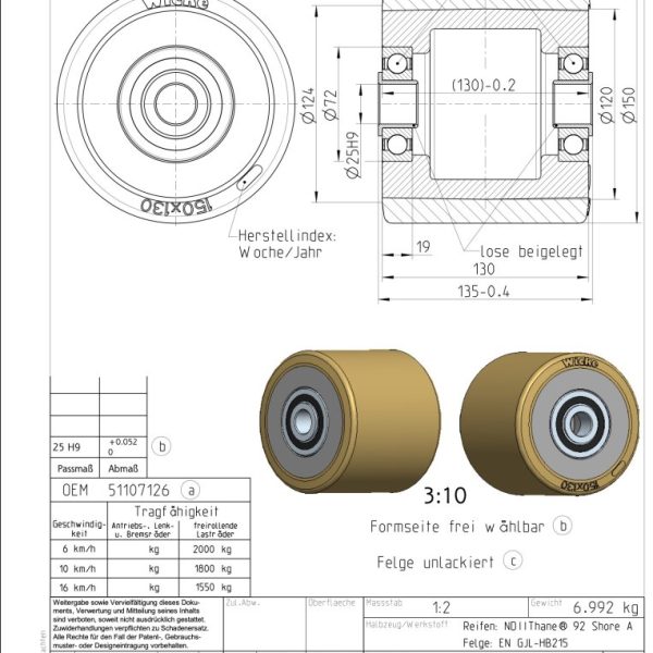 204048 VG 150/130-120/6K-S 6306-2RS NL:130 EL:135  (Bo:25)